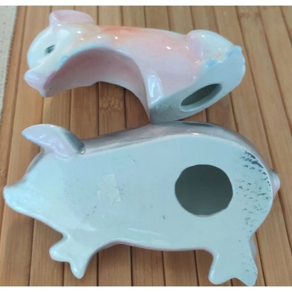 Ceramic Pigs Laying Down Nesting Hugging Overlapped Pink Gray Cuddle Napping - Picture 8 of 13